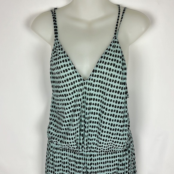 Zara‎ Polka Dot Low Back Lightweight Slip-on Aqua Black Maxi Dress Size S - Picture 2 of 10